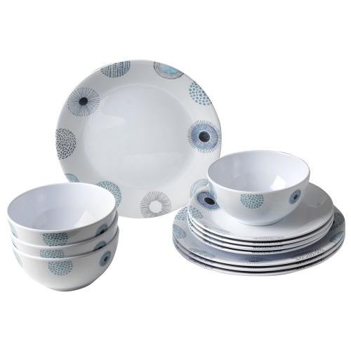 Tableware set - Midday Deep Sea 12pc Melamine Dinnerware Set