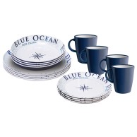 Melamine Dinnerware Set Lunch Box Blue Ocean 16pcs