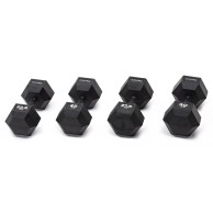 Set Of 4 Pairs Of Hexagonal Rubberized Dumbbells 22.5-30kg With Burnished Grip