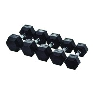 Set Of Pairs Of Rubberized Hexagonal Dumbbells From 2.5 To 25 Kg