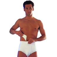 High Waist Inguinal Hernia Support Briefs White