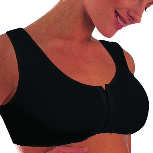 Bras - Black Post-op Soft Cotton Stretch Bra