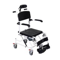 Shower And Toilet Chair With Tilting Backrest In Aluminum And Wheels