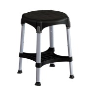 Sgabello Tondo King Per Bagno Nero Con Vassoio E Altezza Regolabile