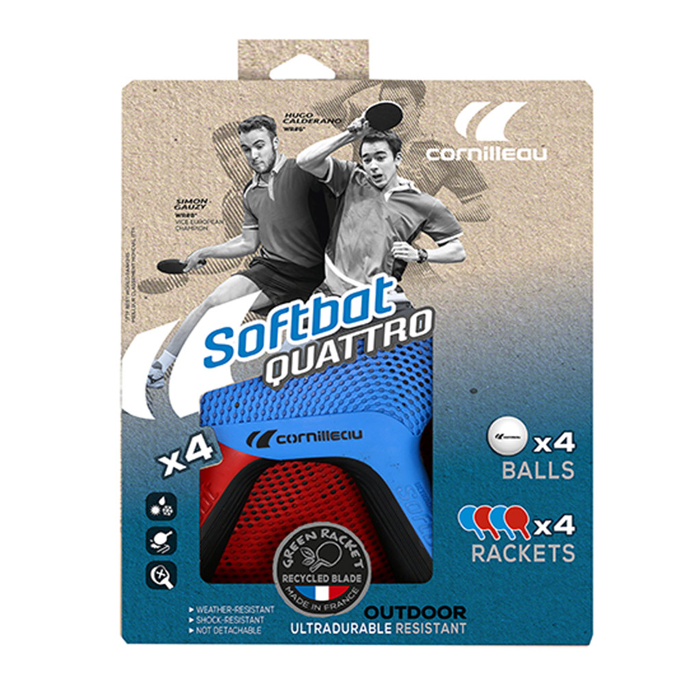 Ping Pong rackets - Cornilleau Softbat Pack Ping Pong Four 4 Rackets And 4 Balls Outside