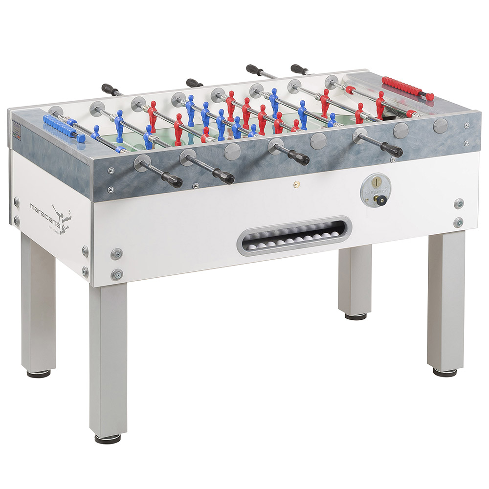 Indoor football table - Garlando Maracanà White Professional Foosball Table Football Table With Retractable Rods And Coin Mechanism