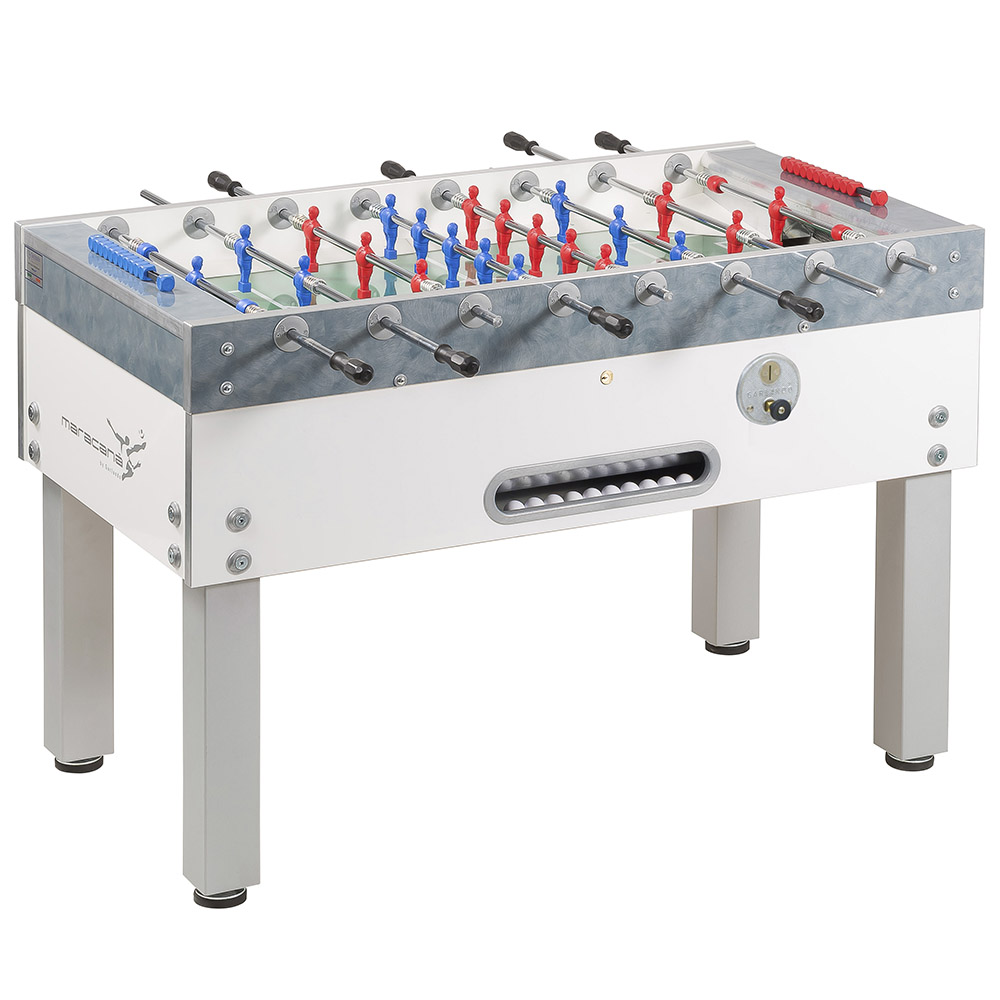 Indoor football table - Garlando Maracanà White Professional Table Football Table With Outgoing Rods And Coin Mechanism