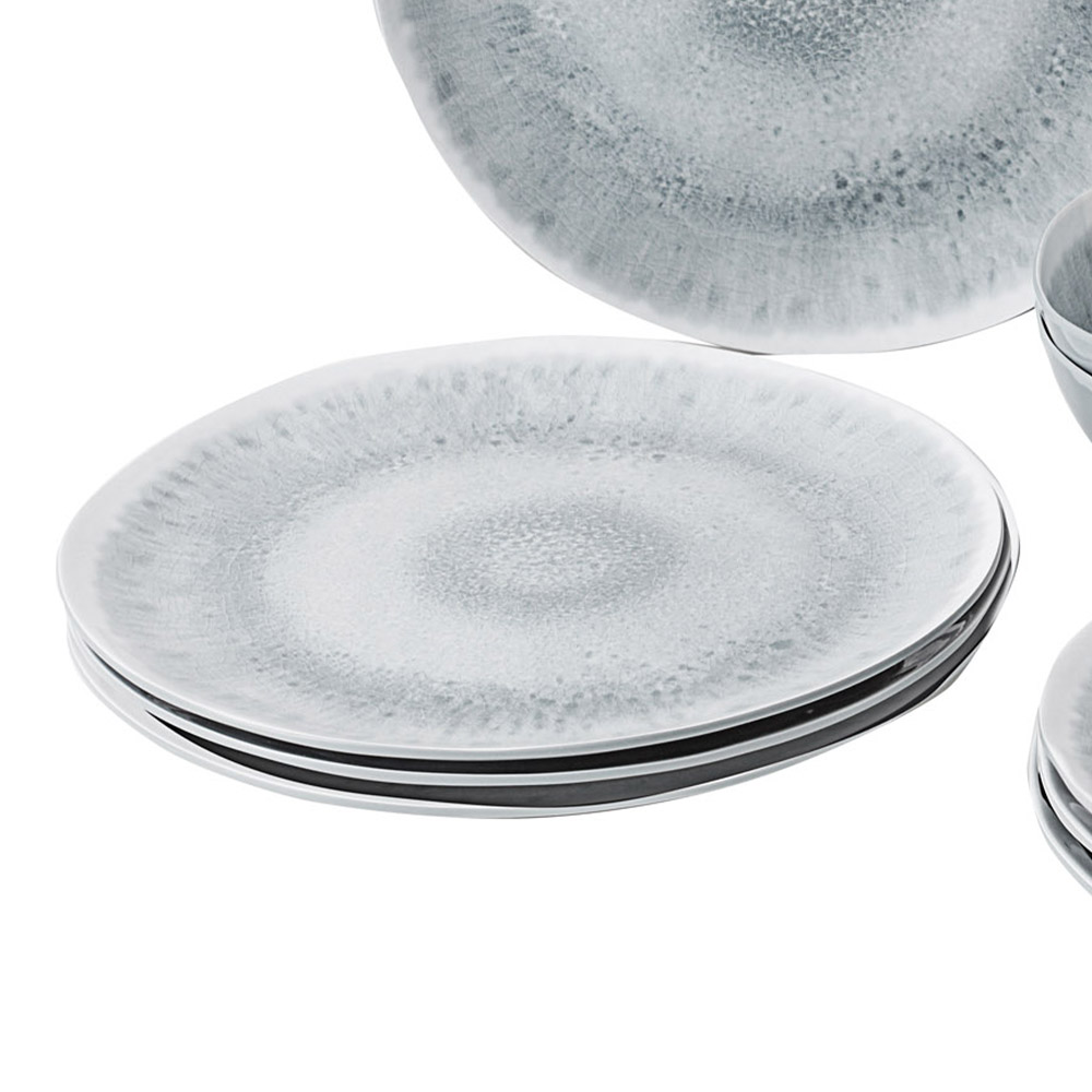 Tableware set - Brunner Melamine And Stone Dinnerware Set Midday Odette Pearl 12pcs