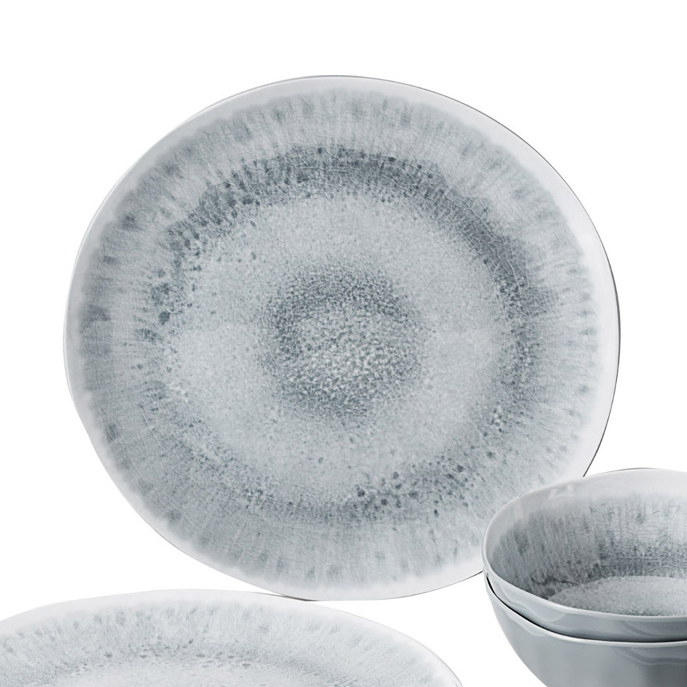 Tableware set - Brunner Melamine And Stone Dinnerware Set Midday Odette Pearl 12pcs