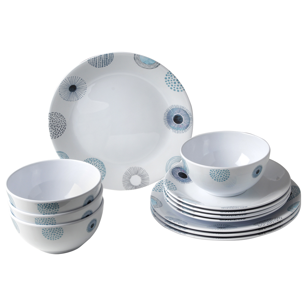 Tableware set - Brunner Midday Deep Sea 12pc Melamine Dinnerware Set