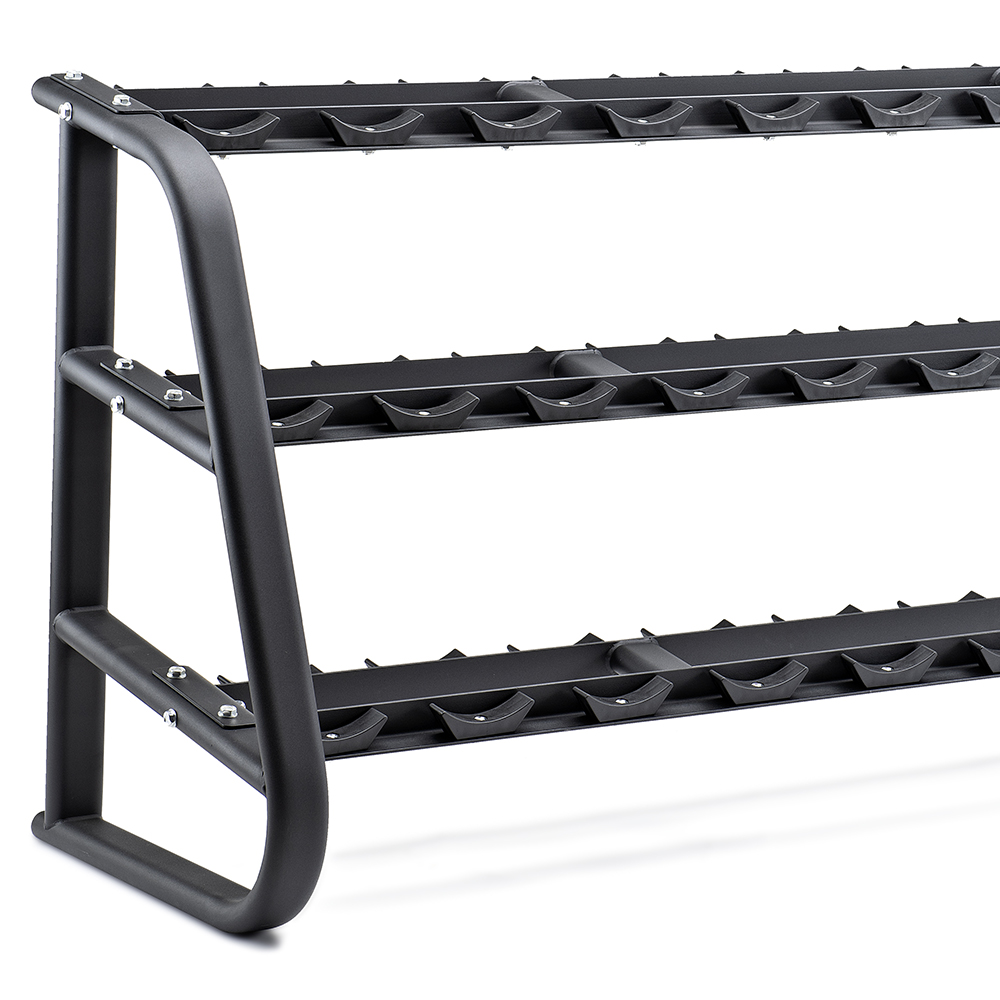 Weights Rack and Dumbbells - Diamond Dumbbell Rack 3 Shelves 15 Pairs Dumbbells 230 X 74 X 140 Cm