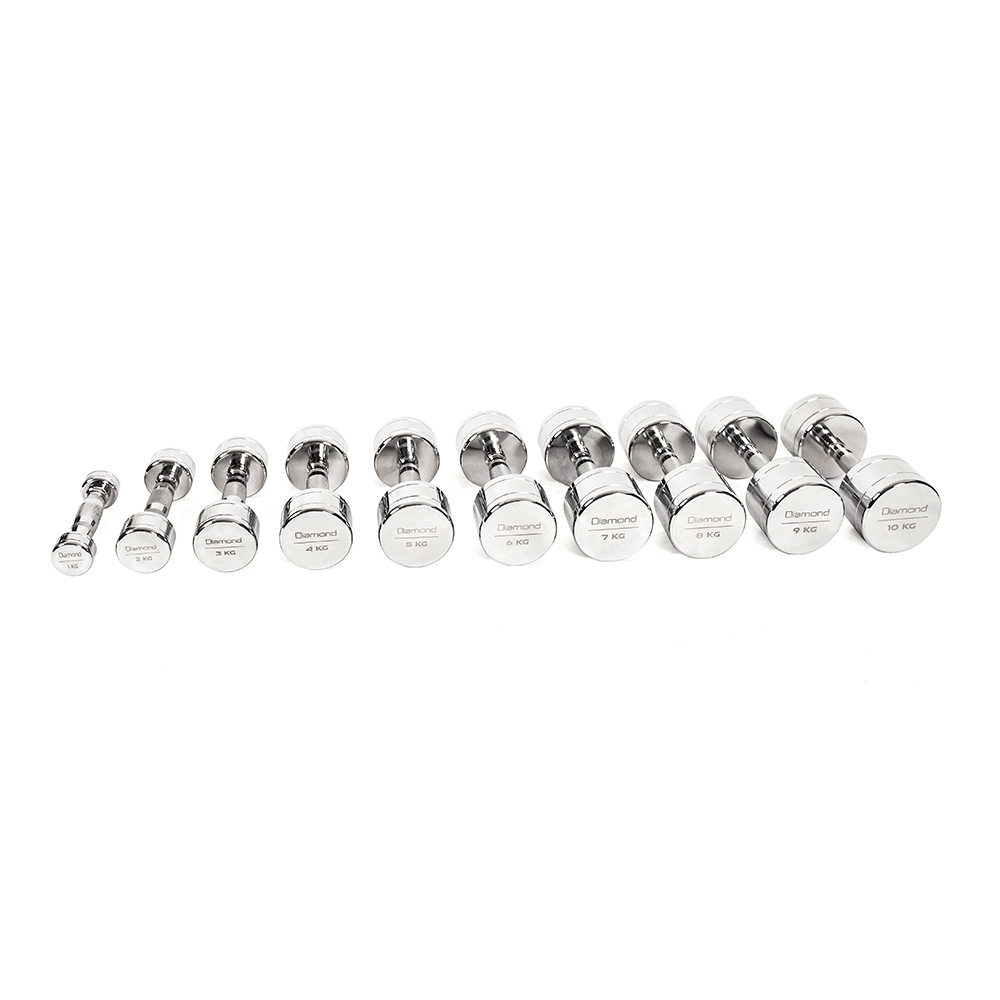 Handlebars - Diamond Set 10 Pairs Chrome Dumbbells 1-10 Kg