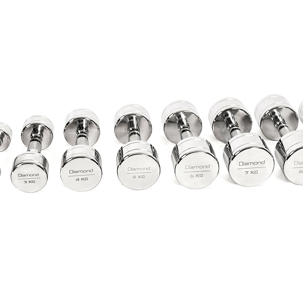 Handlebars - Diamond Set 10 Pairs Chrome Dumbbells 1-10 Kg