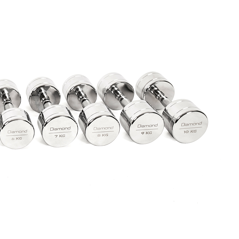 Handlebars - Diamond Set 10 Pairs Chrome Dumbbells 1-10 Kg