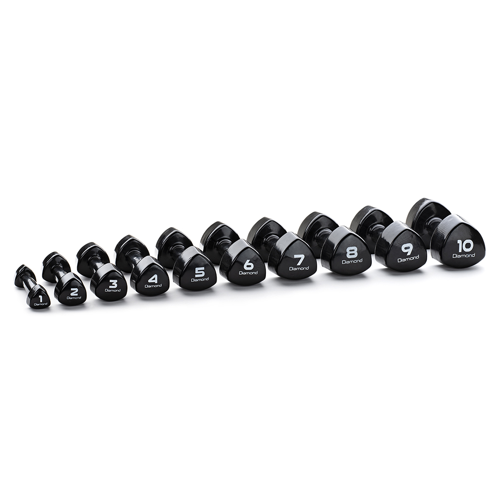 Handlebars - Diamond Set 10 Pairs Vinyl Dumbbells 1-10 Kg Black