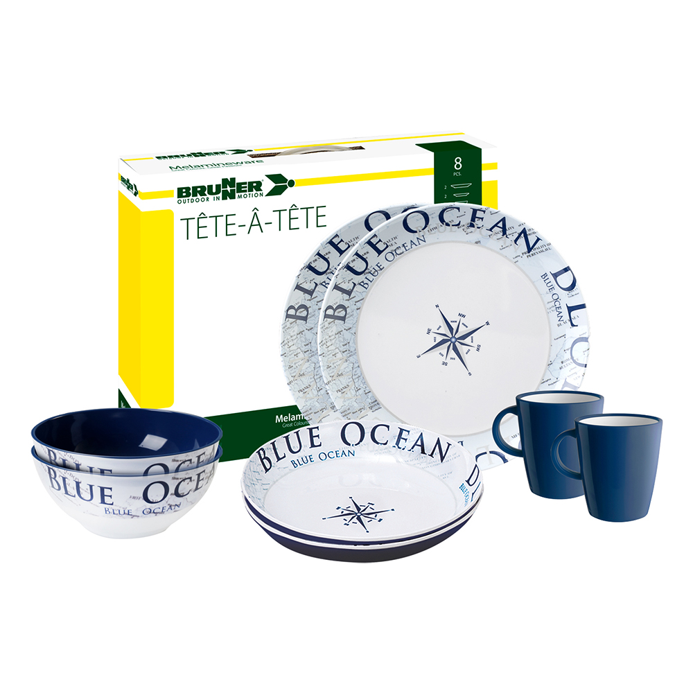 Tableware set - Brunner Melamine Tableware Set Tête-à-tête Blue Ocean 8pcs