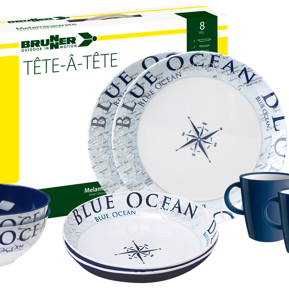 Tableware set - Brunner Melamine Tableware Set Tête-à-tête Blue Ocean 8pcs