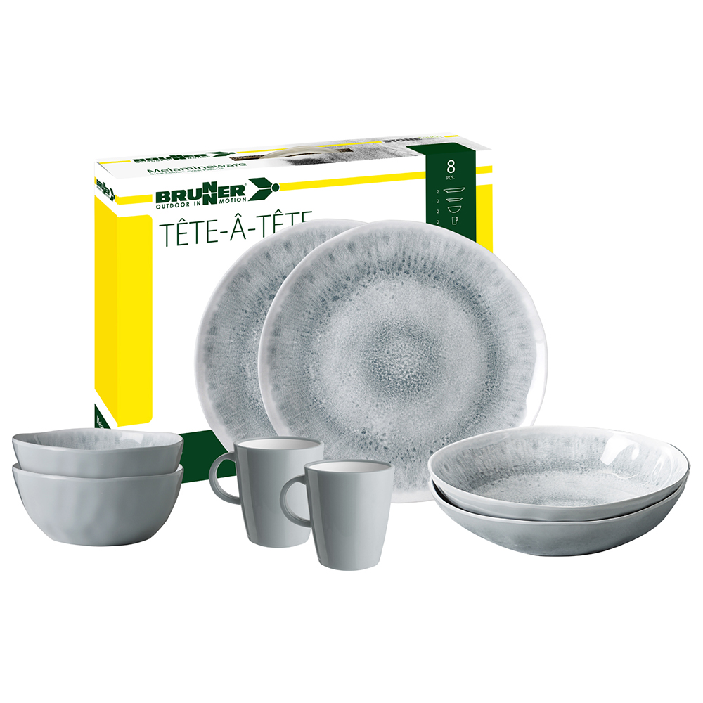 Tableware set - Brunner Tête-à-tête Melamine Dinnerware Set Pearl 8pcs