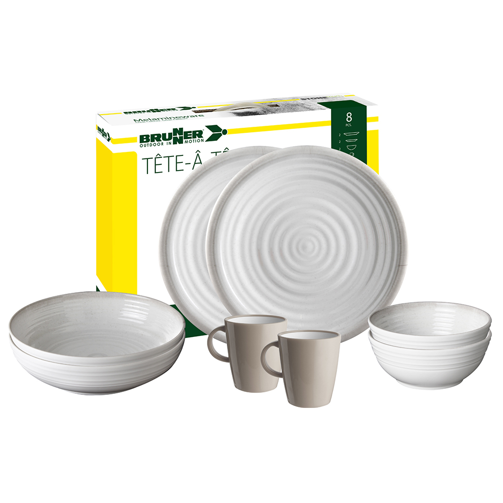 Tableware set - Brunner Melamine Tableware Set Tête-à-tête Savana Gray 8pcs