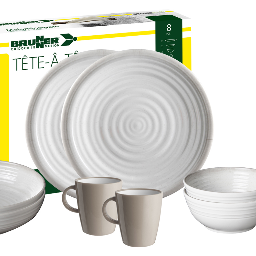 Tableware set - Brunner Melamine Tableware Set Tête-à-tête Savana Gray 8pcs