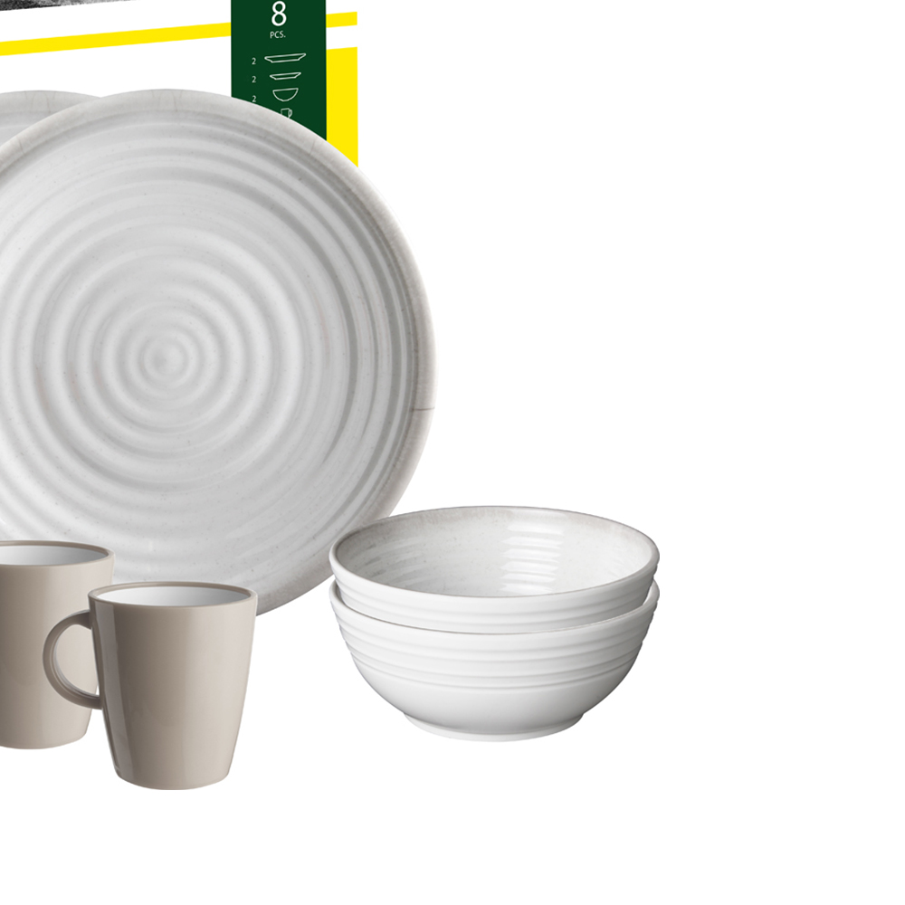 Tableware set - Brunner Melamine Tableware Set Tête-à-tête Savana Gray 8pcs