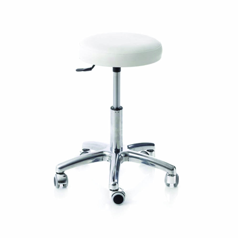 Clinic Chairs and Stools - Skema Upholstered Stool With Aluminum Base And 14cm Gas Lift Piston