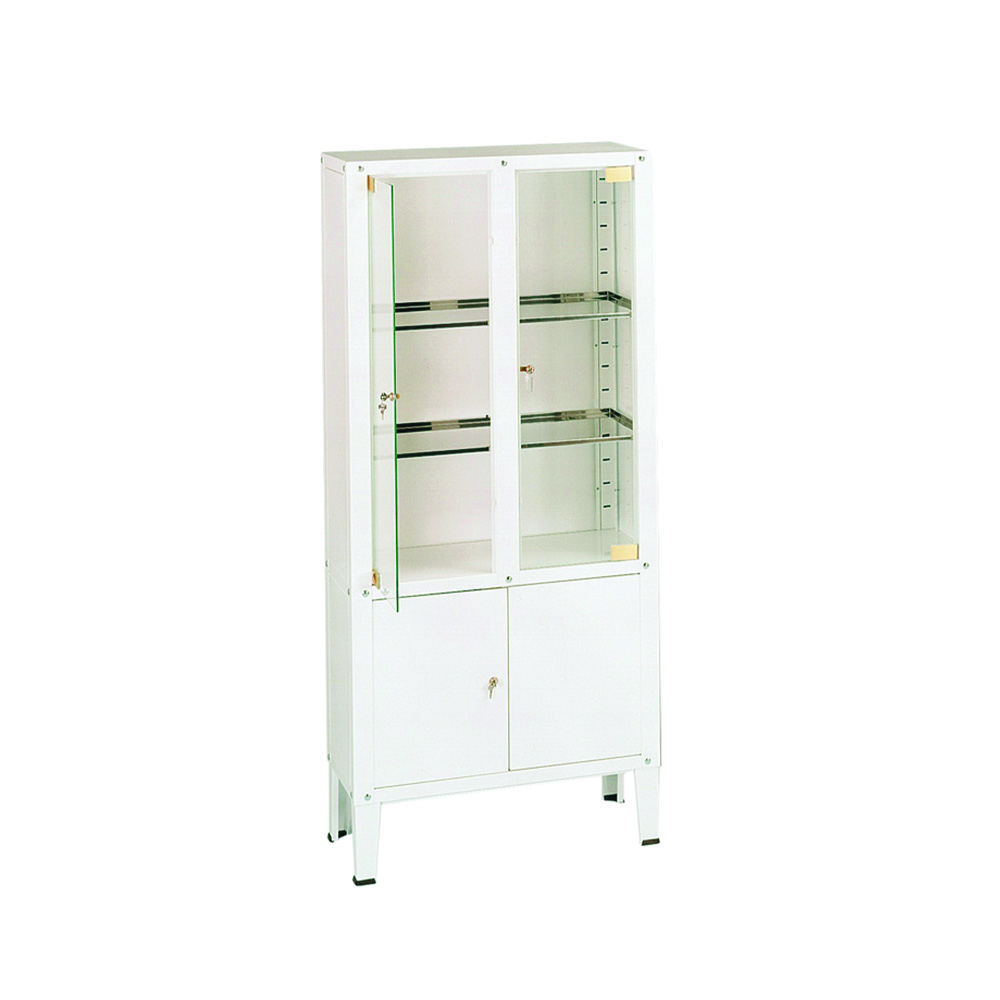 Clinic furniture - Skema Showcase Cabinet 4 Doors 3 Shelves In Stainless Steel 75x38x169h