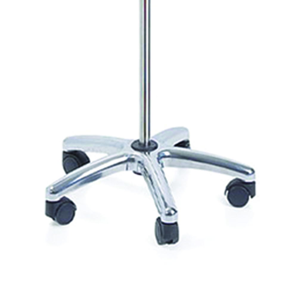 Poles for IV/Hypodermoclysis - Skema Pole With 4 Stainless Steel Hooks With Aluminum Base And Wheels