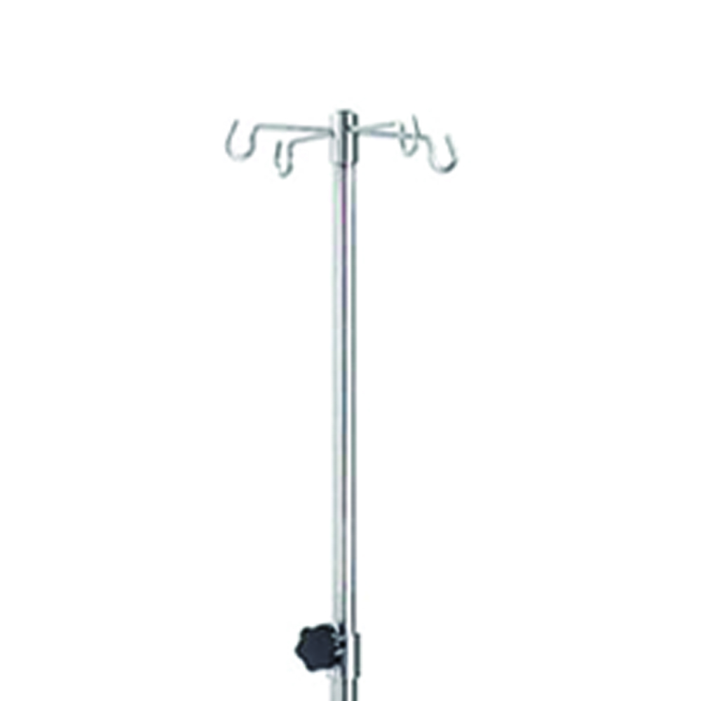 Poles for IV/Hypodermoclysis - Skema Pole And 4 Stainless Steel Hooks With Stainless Steel Base And Adjustment