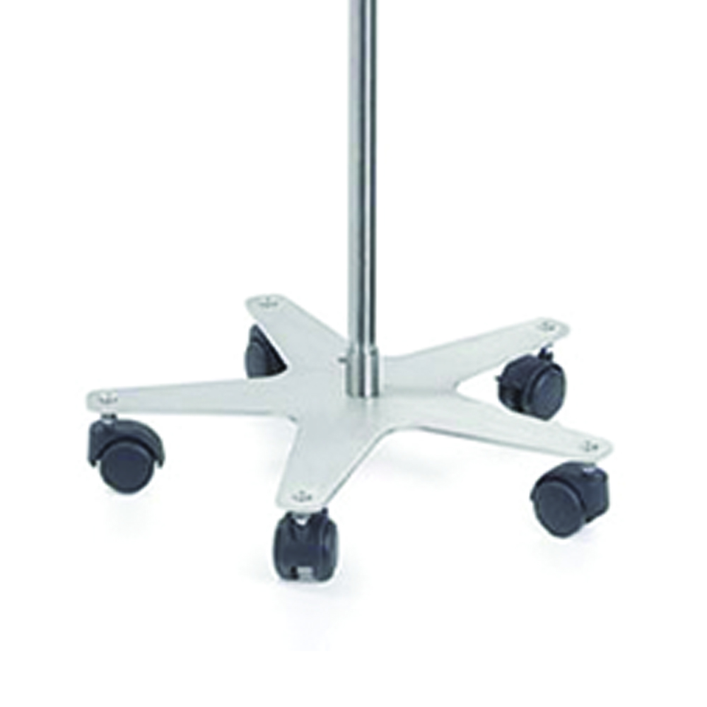 Poles for IV/Hypodermoclysis - Skema Pole And 4 Stainless Steel Hooks With Stainless Steel Base And Adjustment
