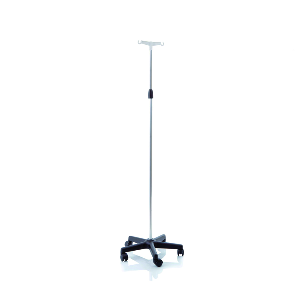 Poles for IV/Hypodermoclysis - Skema Pole In Aluminum With Wheels And 2 Plastic Hooks