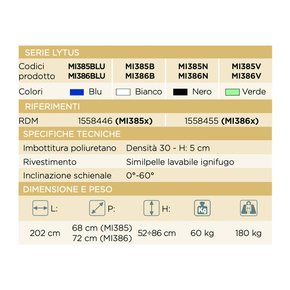 Lettini da visita - Skema Lettino Idraulico Visita Medica Lytus 68cm