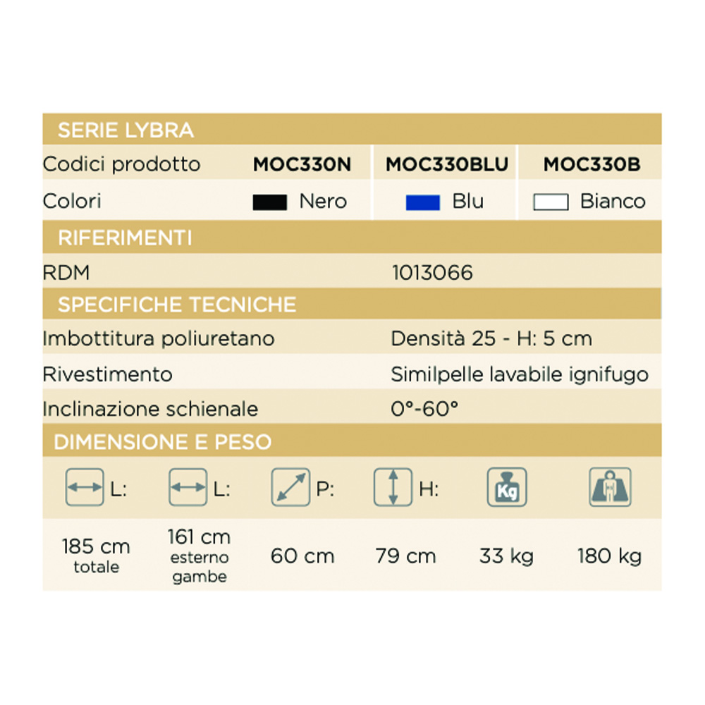 Examination couches - Skema Examination Couch Lybra Chromed Steel 60cm