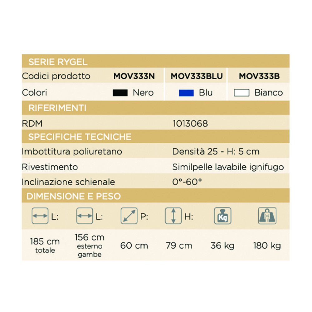 Examination couches - Skema Examination Couch Rygel Painted Steel 60cm