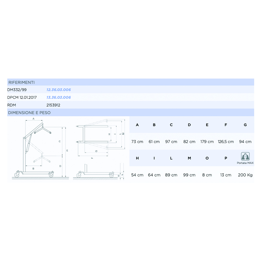 Lifters and verticalizers - Mopedia Muevo P 200kg Electric Patient Lift + Harness
