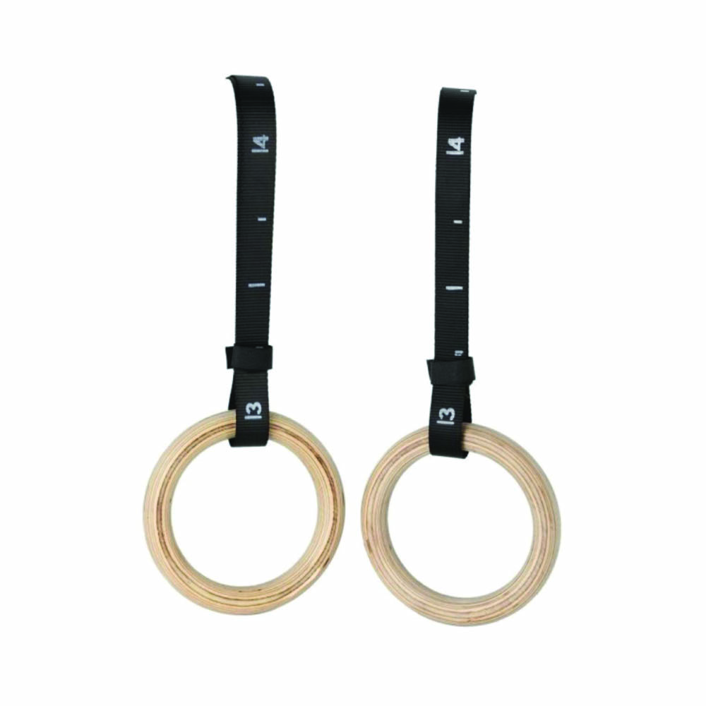 Functional Training - Toorx Pair Of Gymnastic Rings In Beech Wood With Adjustable Nylon Straps