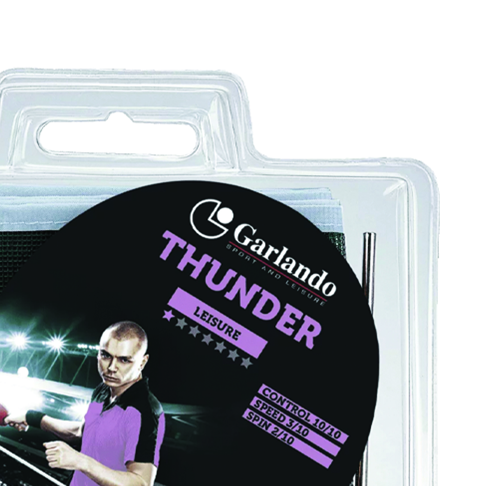 Ping Pong Accessories - Garlando Thunder Plus Set 2 Ping Pong Rackets + 3 Balls 1 Star With Net And Net Tensioner