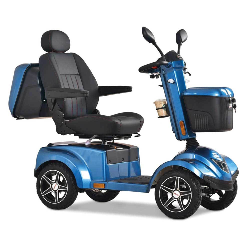 Scooters for the disabled - Intermed Ares Blue 4-wheel Electric Scooter For The Disabled And The Elderly With Basket And Lights