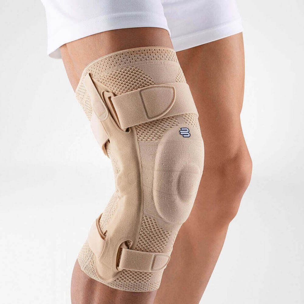 Knee braces - Bauerfeind Genutrain S Beige Right Knee Brace With Lateral Stabilizing Stays
