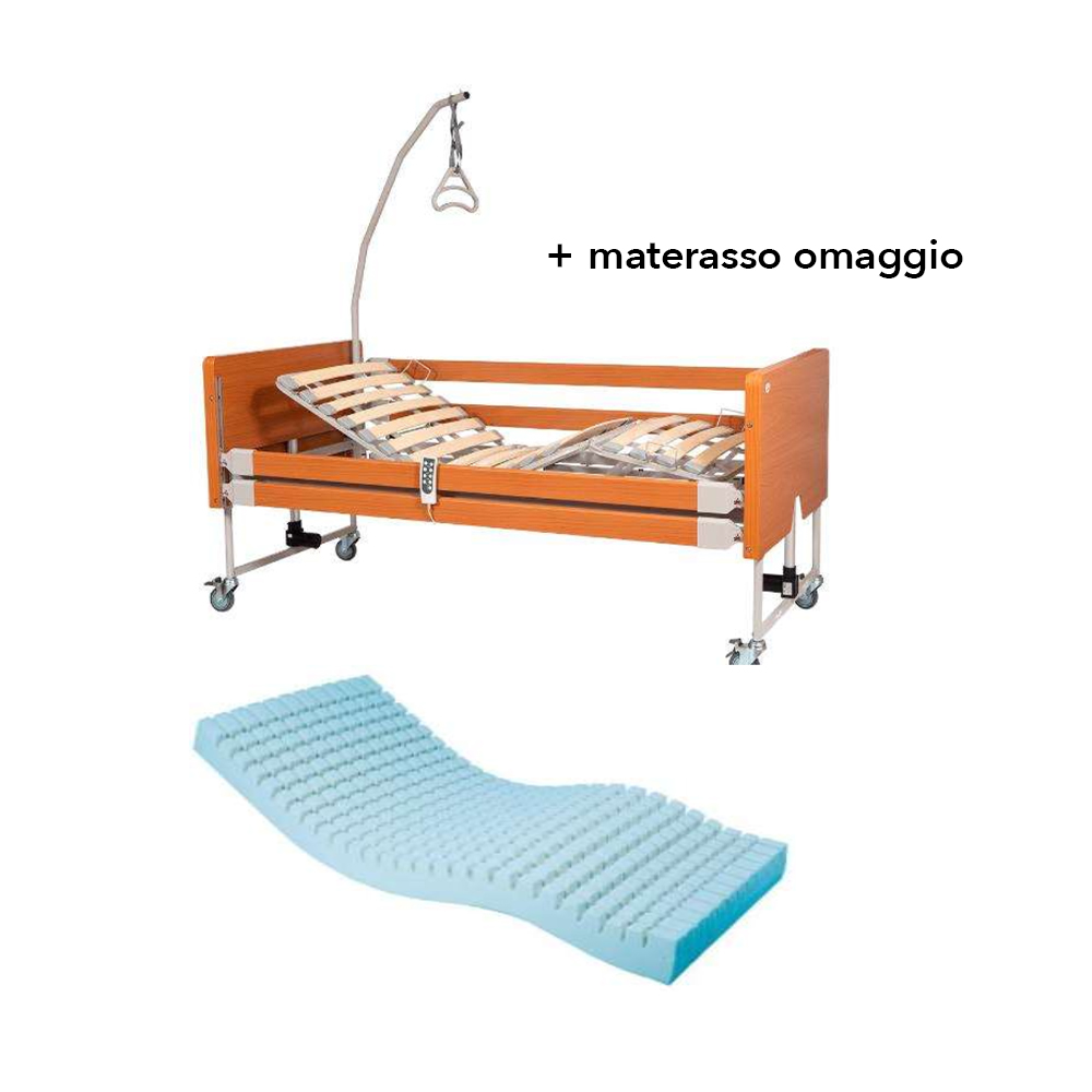 Letti da Degenza - Wimed Letto Degenza Ortopedico Elettrico Disabili Bongo Doghe In Legno